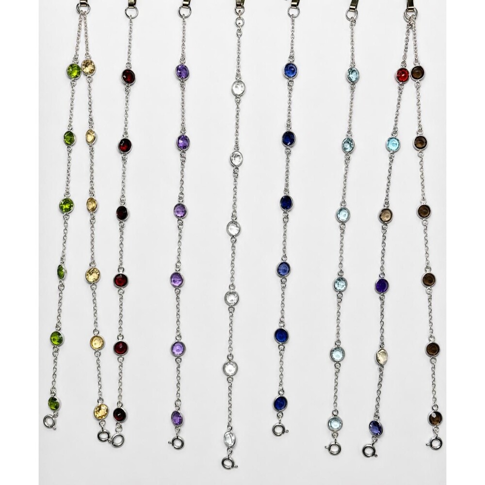 Sterling Silver 5.1ct Gemstone Bracelets (assorted gemstones)